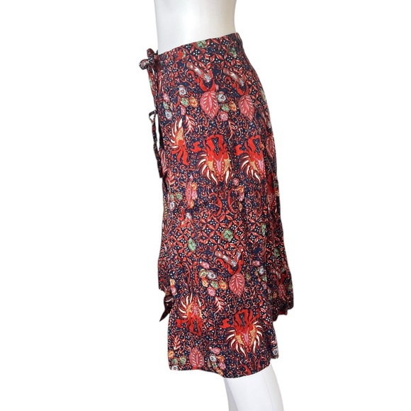 Vintage Sanibel Sport Button Front Skirt Blue Orange Floral Print Size Medium M - Picture 3 of 8